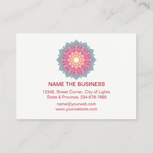 曼荼羅のはすの花のヨガのピンクのホリスティック 名刺 (裏面)