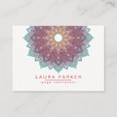 曼荼羅のはすの花のヨガのピンクの緑のホリスティック 名刺 (正面)