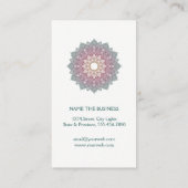 曼荼羅のはすの花のヨガの健康黙想のティール(緑がかった色) 名刺 (裏面)