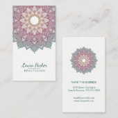 曼荼羅のはすの花のヨガの健康黙想のティール(緑がかった色) 名刺 (正面/裏面)