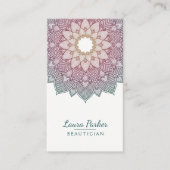 曼荼羅のはすの花のヨガの健康黙想のティール(緑がかった色) 名刺 (正面)