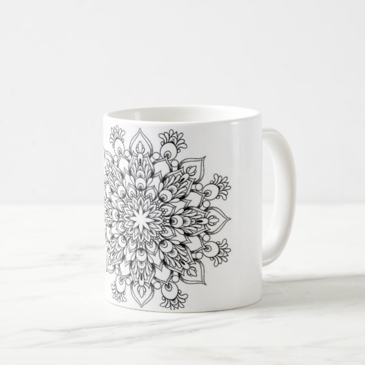曼荼羅のクラシックで白いマグ コーヒーマグカップ (正面右)