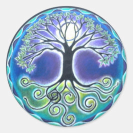 曼荼羅のステッカー春時間満月の生命の樹 ラウンドシール
