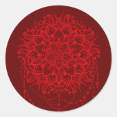 曼荼羅のデザインのバーガンディのインディアン ラウンドシール (正面)