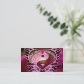 曼荼羅のハートの紫色の陰陽 名刺 (スタンド正面)