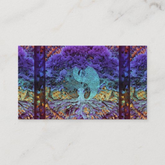 曼荼羅のハートの紫色の陰陽 名刺 (正面)