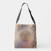 曼荼羅のパステルおよび金ゴールドのChoku穏やかなReiの記号 クロスボディバッグ (裏面)