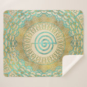 曼荼羅のパステルおよび金ゴールドのChoku Reiの記号 シェルパブランケット (正面(横))