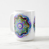 曼荼羅の宇宙 サイケデリックカラー コーヒーマグカップ (正面左)