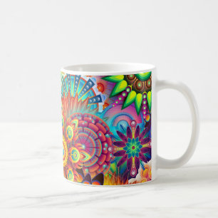 曼荼羅の抽象的で精神的でサイケデリックなトリップ(幻覚体験)のよう コーヒーマグカップ