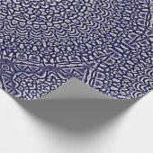 曼荼羅の汚れ水彩画の濃紺パターン ラッピングペーパー (角)