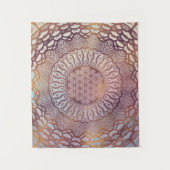 曼荼羅の穏やかなパステル調のグリッターの生命の花 タペストリー (正面)