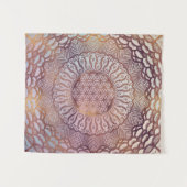 曼荼羅の穏やかなパステル調のグリッターの生命の花 タペストリー (正面(横))