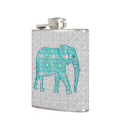 曼荼羅の花象-ターコイズ、灰色及び白 フラスク (左)