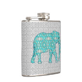 曼荼羅の花象-ターコイズ、灰色及び白 フラスク (右)
