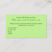 曼荼羅の芸術の緑のしおりのプロフィールカード 名刺 (裏面)