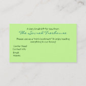 曼荼羅の芸術の緑のしおりのプロフィールカード 名刺 (裏面)