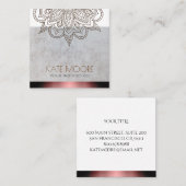 曼荼羅の金属織り目加工の灰色およびばら色の金ゴールド スクエア名刺 (正面/裏面)