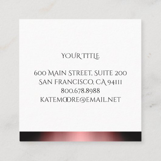 曼荼羅の金属織り目加工の灰色およびばら色の金ゴールド スクエア名刺 (裏面)