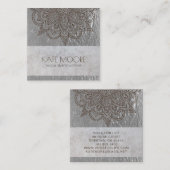 曼荼羅の金属銀製のヨガ スクエア名刺 (正面/裏面)