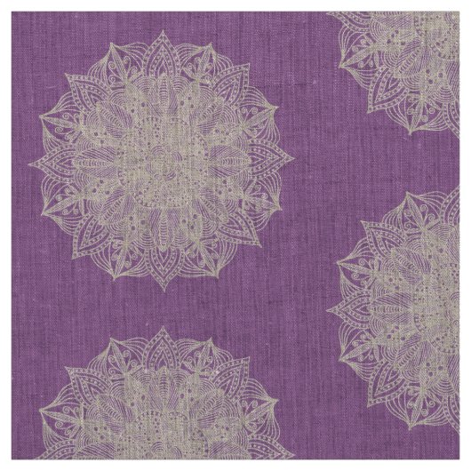 曼荼羅の雪片紫色パターン生地 ファブリック (見本)