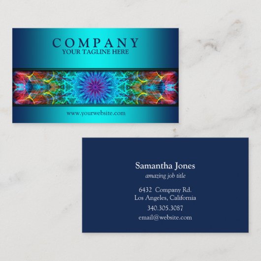 曼荼羅の青で引っ張るモダン 名刺 (正面/裏面)