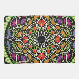 曼荼羅の黙想パターン禅の花柄 キッチンタオル