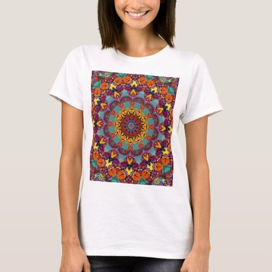 曼荼羅アート マルチカラーデザインTシャツ Tシャツ (正面)