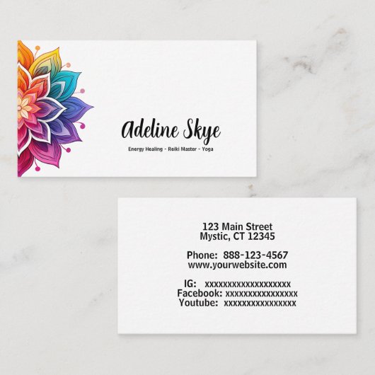 曼荼羅デザイン鮮やか色 名刺 (正面/裏面)