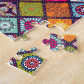 曼荼羅パターンカラフルなモトッコ人 ジグソーパズル (側面)