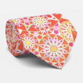 曼荼羅パターン、珊瑚の赤、ピンク、金ゴールド ネクタイ (ロール)