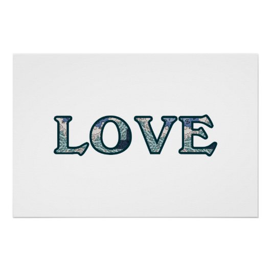 曼荼羅パターン LOVE タイポグラフィ ポスター (正面)