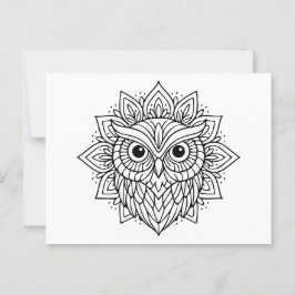 曼荼羅フクロウのヘッドラインアート ポストカード