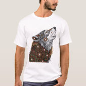 曼荼羅ミラー・ワークウルフアート Tシャツ (正面)