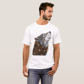 曼荼羅ミラー・ワークウルフアート Tシャツ (正面フル)