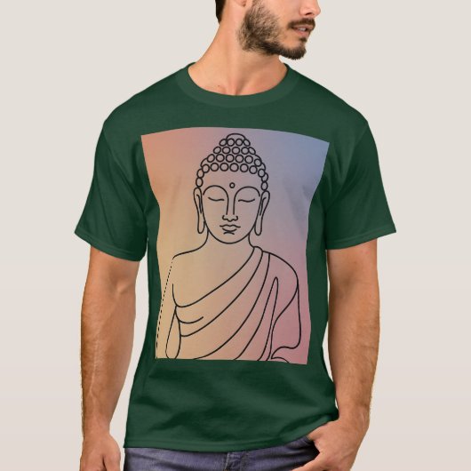 曼荼羅仏Tシャツ: 静謐な線画ゼンスピリット Tシャツ (正面)