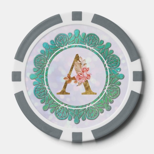 曼荼羅入りモノグラムイニシャル ポーカーチップ (正面)