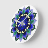 曼荼羅図02 （濃い青） ラウンド壁時計 (傾斜)