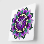 曼荼羅図02（紫） スクエア壁時計 (傾斜)