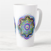 曼荼羅宇宙サイケデリックカラー カフェラテマグ (右アングル)