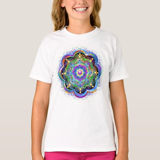 曼荼羅宇宙サイケデリックカラー Tシャツ (正面)