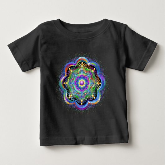 曼荼羅宇宙サイケデリック ベビーTシャツ (正面)