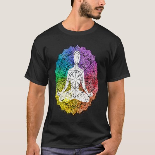曼荼羅幾何学 スピリチュアル グラフィック Tシャツ (正面)