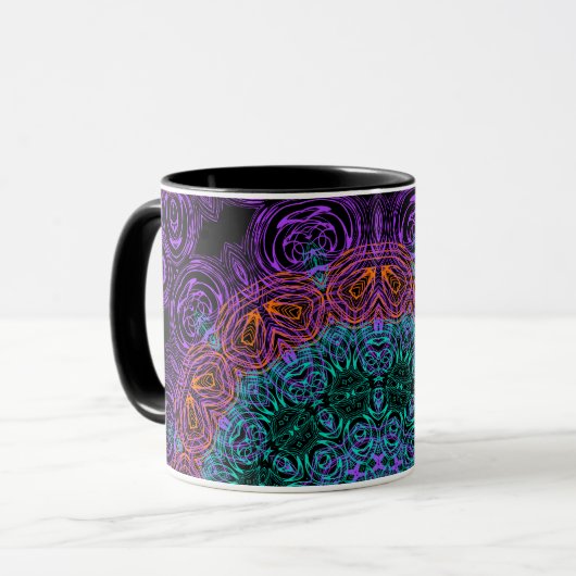 曼荼羅柄の丸い万華鏡の装飾品 c マグカップ (正面左)