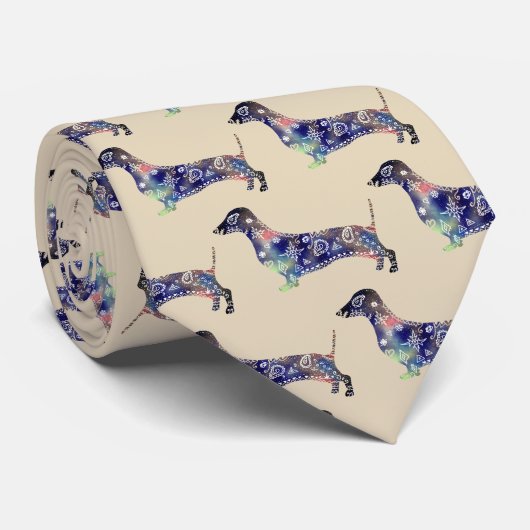 曼荼羅犬、ダックスフントのタイ ネクタイ (ロール)