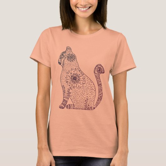曼荼羅猫3/4袖ラグランTシャツ Tシャツ (正面)