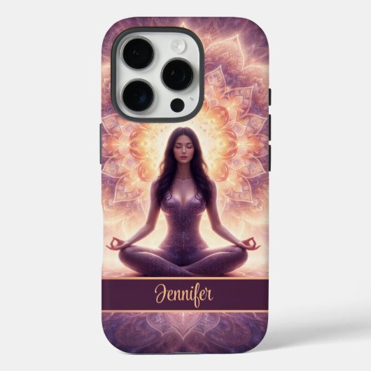 曼荼羅瞑想女性カスタムネームデザイン Case-Mate iPhoneケース (裏面)