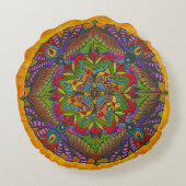 曼荼羅瞑想床枕クッションひまわり ラウンドクッション (裏面)