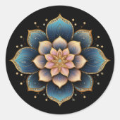 曼荼羅蓮の花と結晶きらめく付 ラウンドシール (正面)