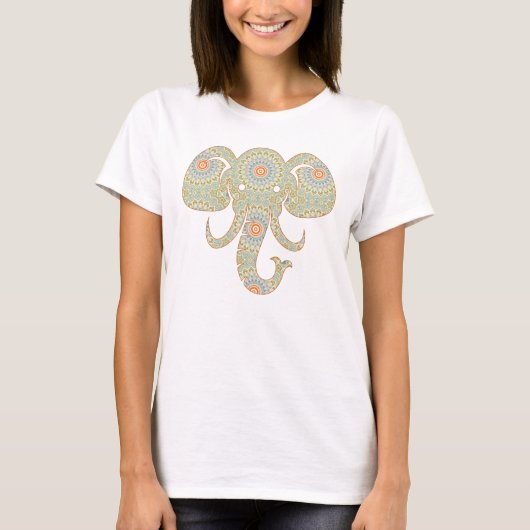 曼荼羅象のヘッドデザイン Tシャツ (正面)